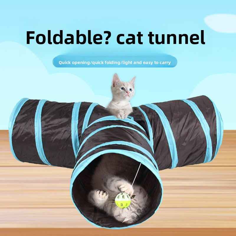 Foldable Cat Play Tunnel with Crinkle Paper