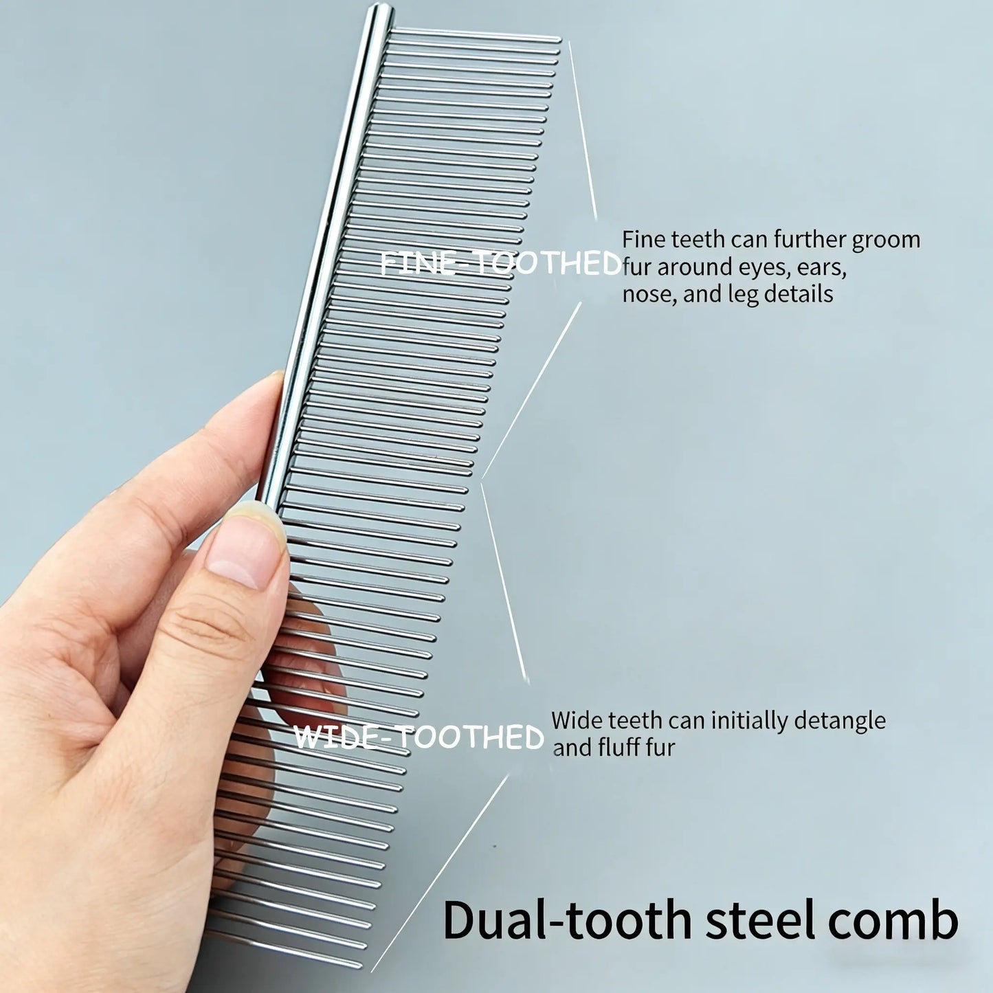 Pet Grooming Essentials Set - Self-Cleaning Slicker Brush, Dual-Sided Stainless Steel Dematting Comb, Tear Stain Comb, and Fur Removal Tool for Dogs and Cats with Long or Short Hair