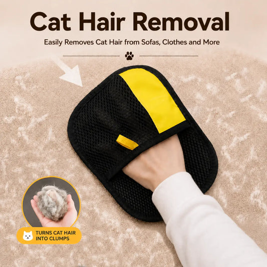 Upgraded Pet Hair Removal Glove for Cats and Dogs - Reusable Electrostatic Fur Remover Mitt for Grooming Furniture, Carpets, and Car Seats, Includes Cat Keychain