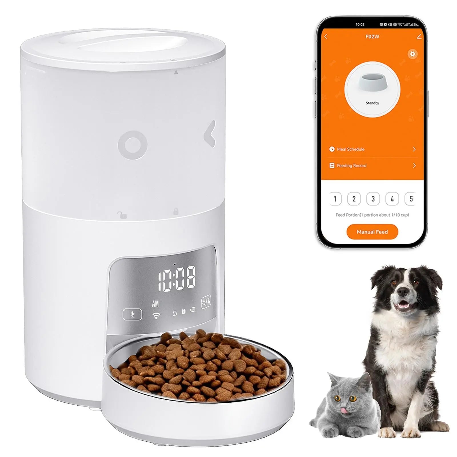 Furlyn 4L Smart Automatic Pet Feeder with WiFi App Control for Cats and Dogs - Programmable Meal Scheduling, Timed Portion Control, Dual Power, and Anti-Jam Food Dispensing