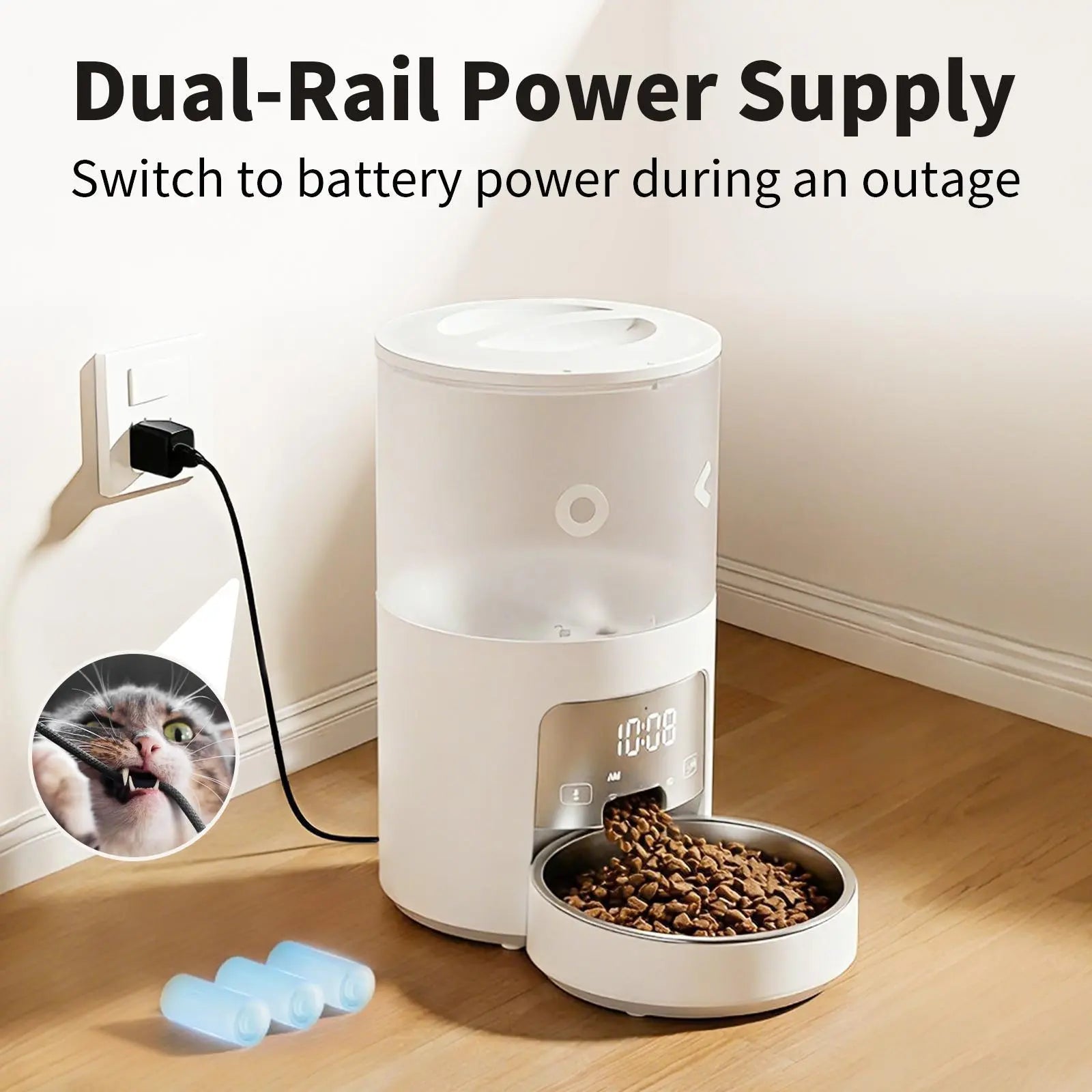 Furlyn 4L Smart Automatic Pet Feeder with WiFi App Control for Cats and Dogs - Programmable Meal Scheduling, Timed Portion Control, Dual Power, and Anti-Jam Food Dispensing
