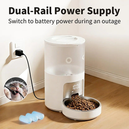 Furlyn 4L Smart Automatic Pet Feeder with WiFi App Control for Cats and Dogs - Programmable Meal Scheduling, Timed Portion Control, Dual Power, and Anti-Jam Food Dispensing