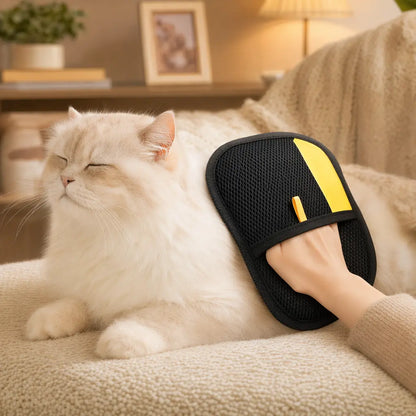Upgraded Pet Hair Removal Glove for Cats and Dogs - Reusable Electrostatic Fur Remover Mitt for Grooming Furniture, Carpets, and Car Seats, Includes Cat Keychain