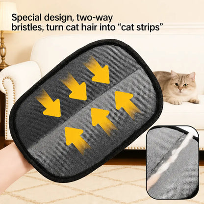 Upgraded Pet Hair Removal Glove for Cats and Dogs - Reusable Electrostatic Fur Remover Mitt for Grooming Furniture, Carpets, and Car Seats, Includes Cat Keychain