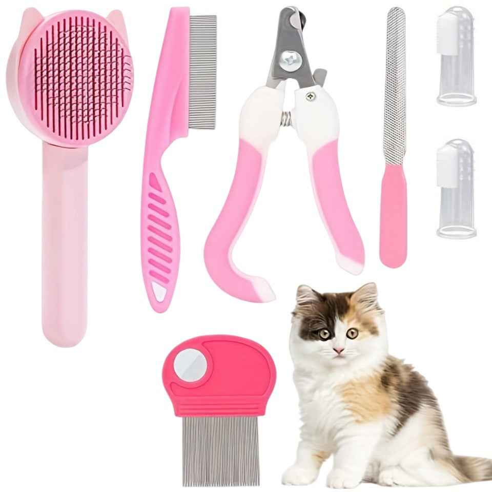 8-Piece Pet Grooming Kit with Nail Clipper and Brush Set