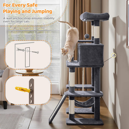 Yaheetech 54-Inch Multi-Level Cat Tree Tower | Premium Activity Centre with Condo & Hammock