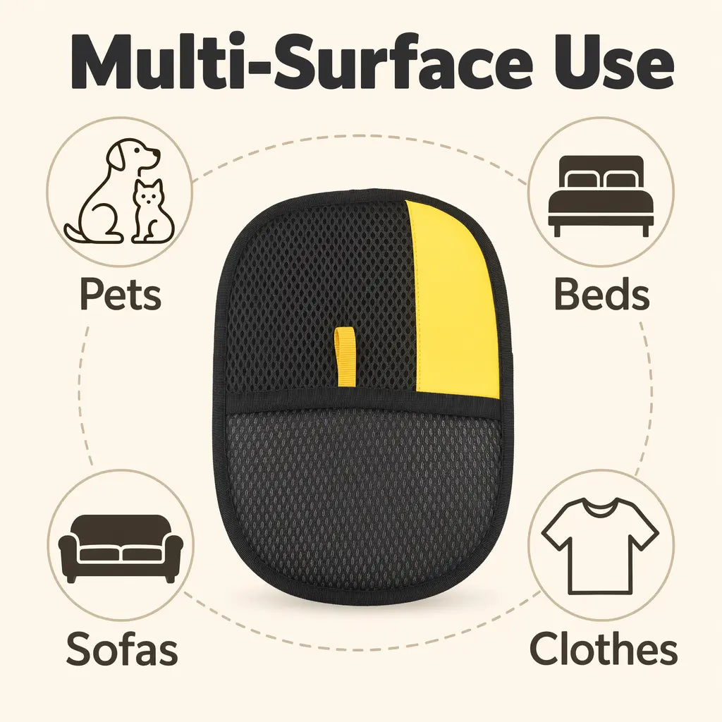 Upgraded Pet Hair Removal Glove for Cats and Dogs - Reusable Electrostatic Fur Remover Mitt for Grooming Furniture, Carpets, and Car Seats, Includes Cat Keychain