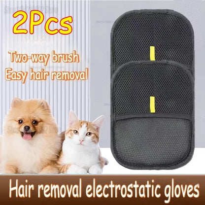Professional 2-in-1 Pet Hair Remover Brush & Grooming Glove Set | Multi-Surface Deshedding & Upholstery Cleaning Kit