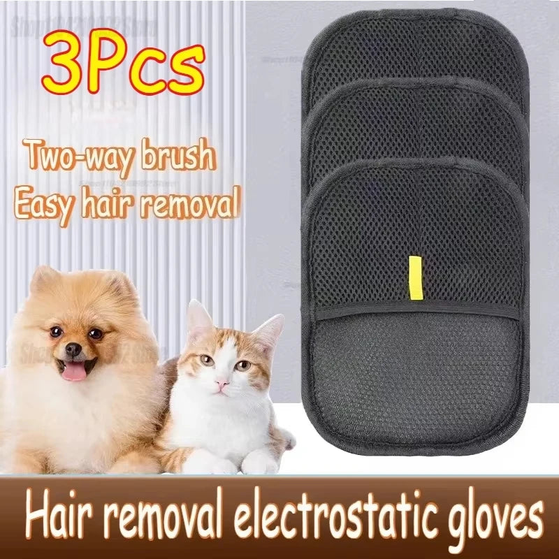 Professional 2-in-1 Pet Hair Remover Brush & Grooming Glove Set | Multi-Surface Deshedding & Upholstery Cleaning Kit