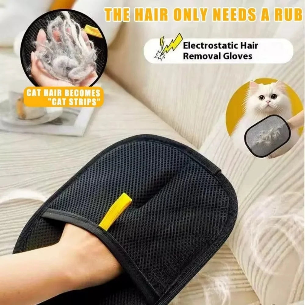 Professional 2-in-1 Pet Hair Remover Brush & Grooming Glove Set | Multi-Surface Deshedding & Upholstery Cleaning Kit