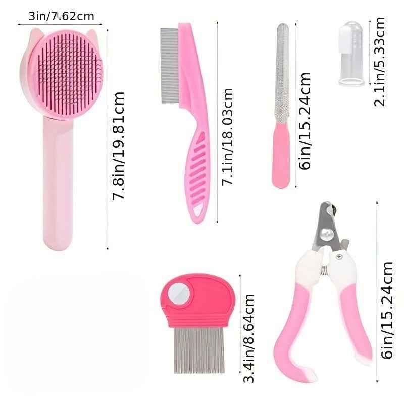 8-Piece Pet Grooming Kit with Nail Clipper and Brush Set