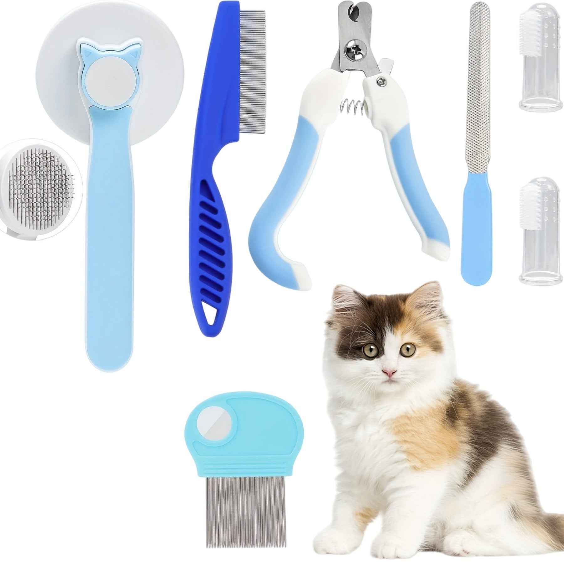 8-Piece Pet Grooming Kit with Nail Clipper and Brush Set