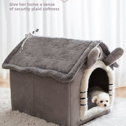 Winter Insulated Cat House - Warm Cozy Pet Bed for Cats and Puppies