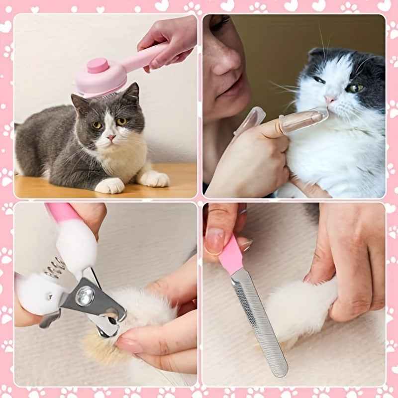 8-Piece Pet Grooming Kit with Nail Clipper and Brush Set