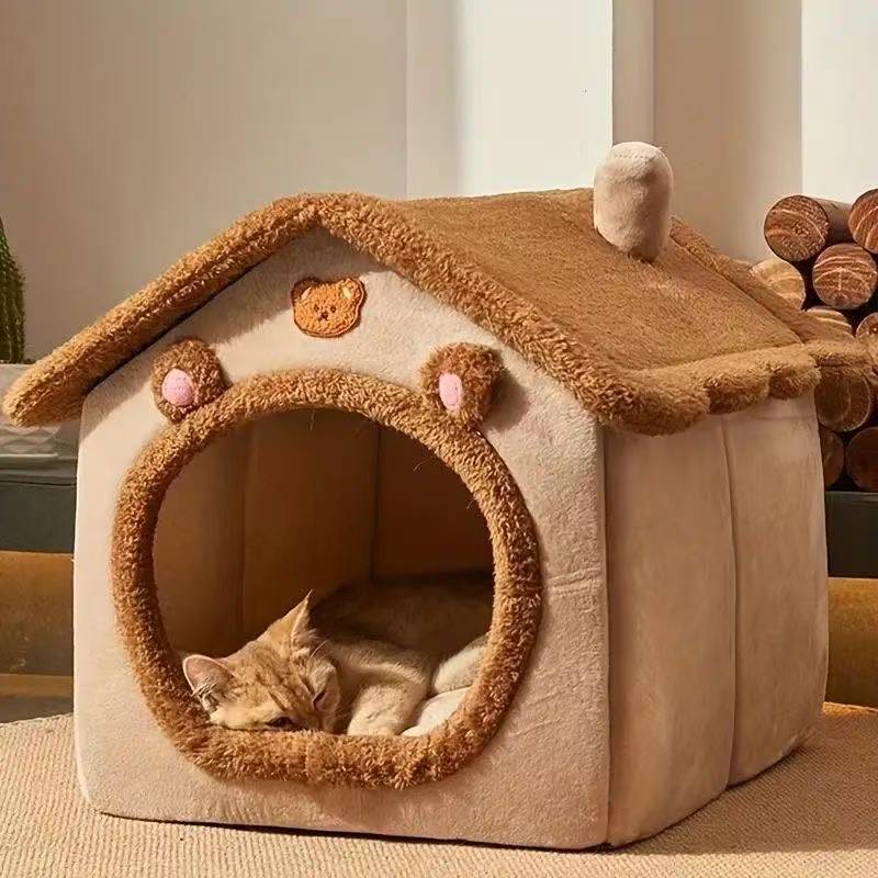 Winter Insulated Cat House - Warm Cozy Pet Bed for Cats and Puppies