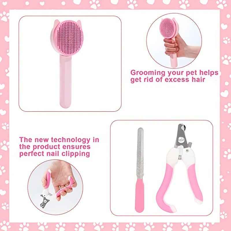 8-Piece Pet Grooming Kit with Nail Clipper and Brush Set