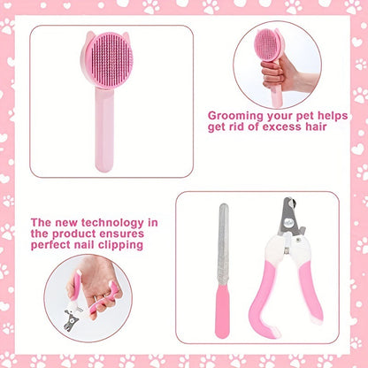 8-Piece Pet Grooming Kit with Nail Clipper and Brush Set