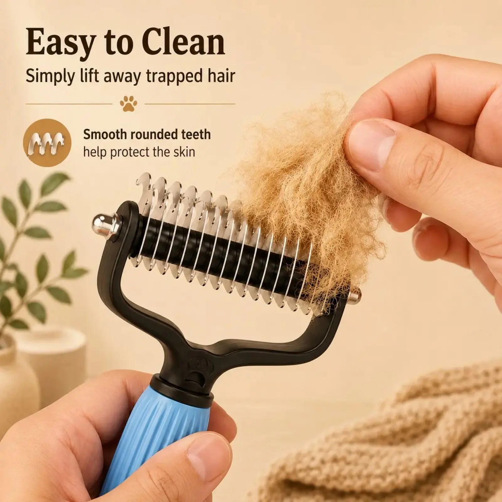 Professional Pet Detangling Comb for Dogs and Cats - Stainless Steel Grooming Tool for Loose Hair Removal, Light Mats, Tangles, Shedding, and Daily Coat Care